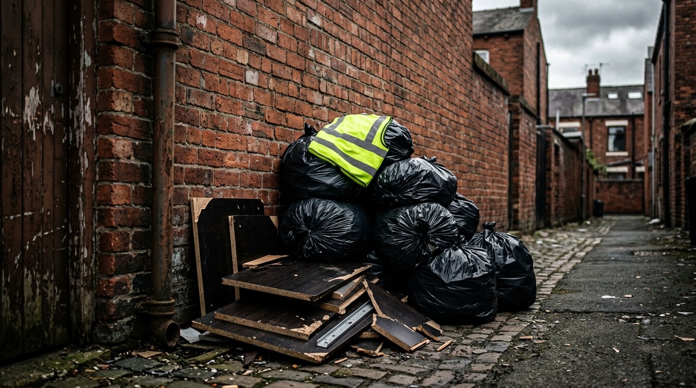Bagged rubbish and junk being loaded into a Load & Clear van